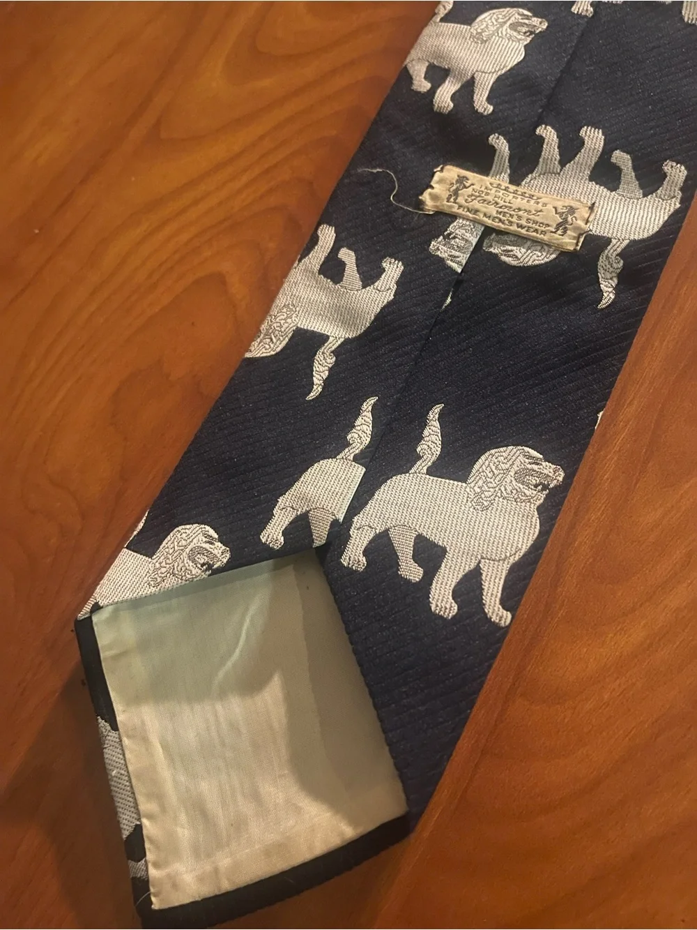 Worth Navy Blue Tie with White Pug Motif